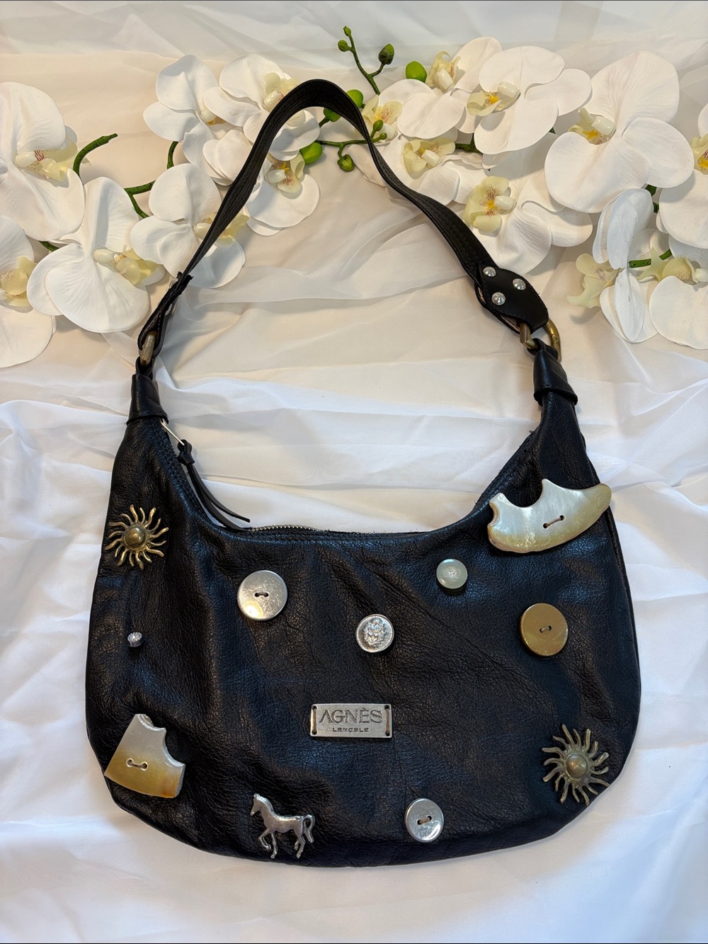 Agnes Lenoble Black Deleite Multi Tachas Shoulder Bag
